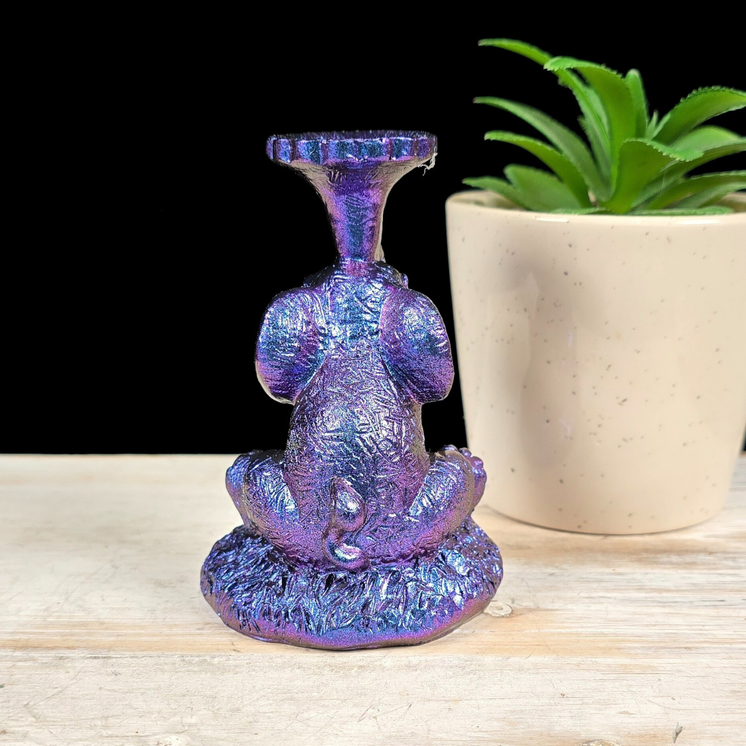 Purple/Blue Sitting Elephant Sphere Stand