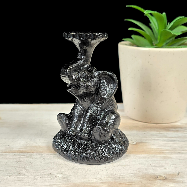 Black Sitting Elephant Sphere Stand