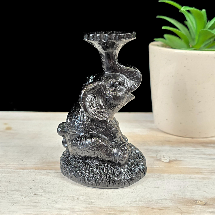 Black Sitting Elephant Sphere Stand