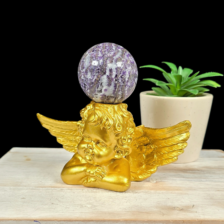 Gold Cherub Sphere Stand