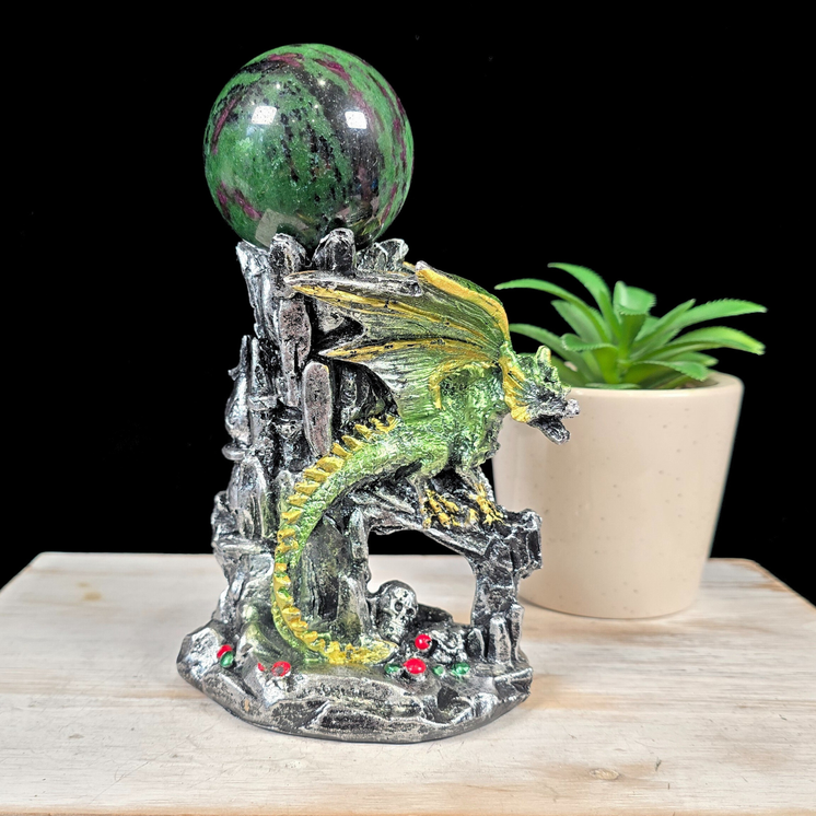 Green Dragon Castle Sphere Stand