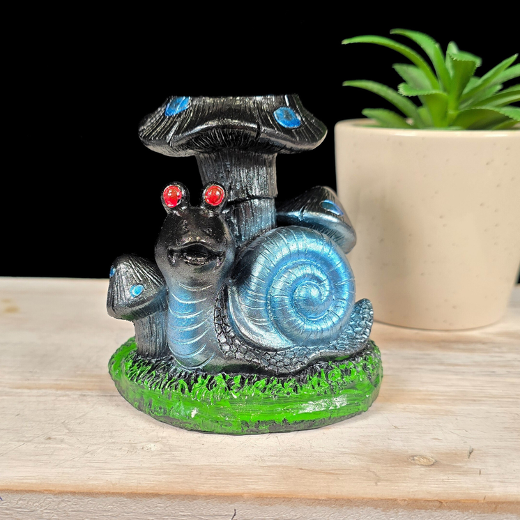 Blue Snail with Mushrooms Sphere Stand