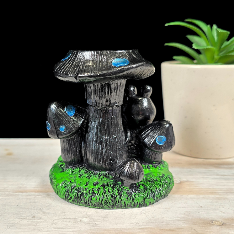 Blue Snail with Mushrooms Sphere Stand