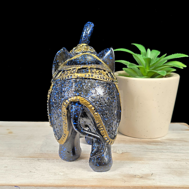 Large Blue Speckled Elephant Sphere Stand