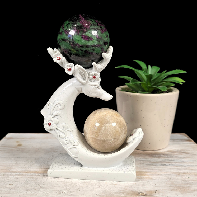 White Deer Double Sphere Stand