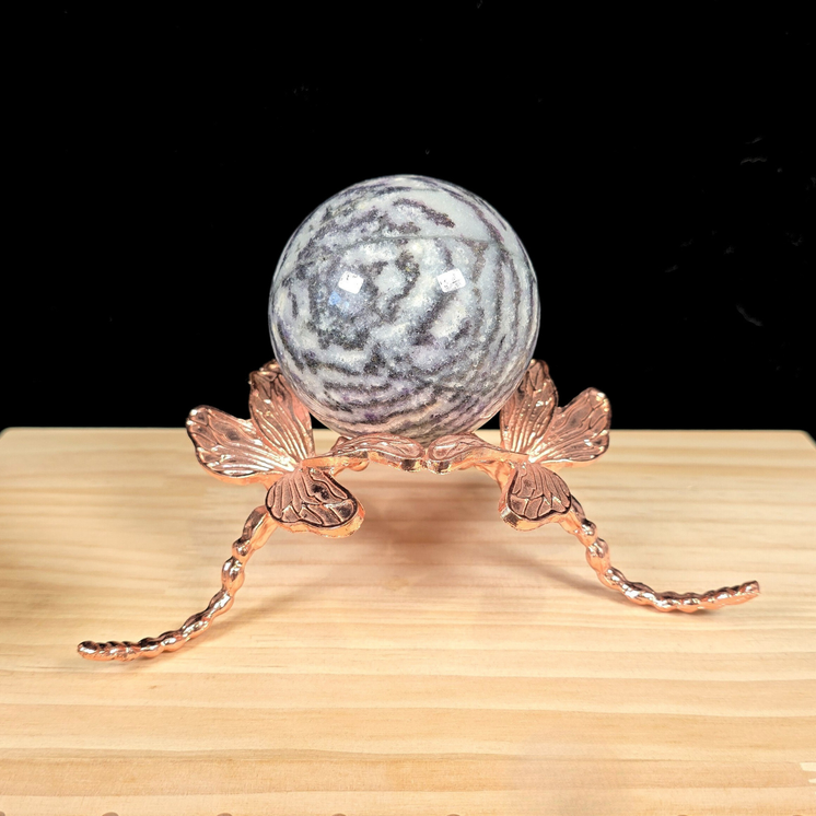 Large Rose Gold Dragonfly Metal Sphere Stand