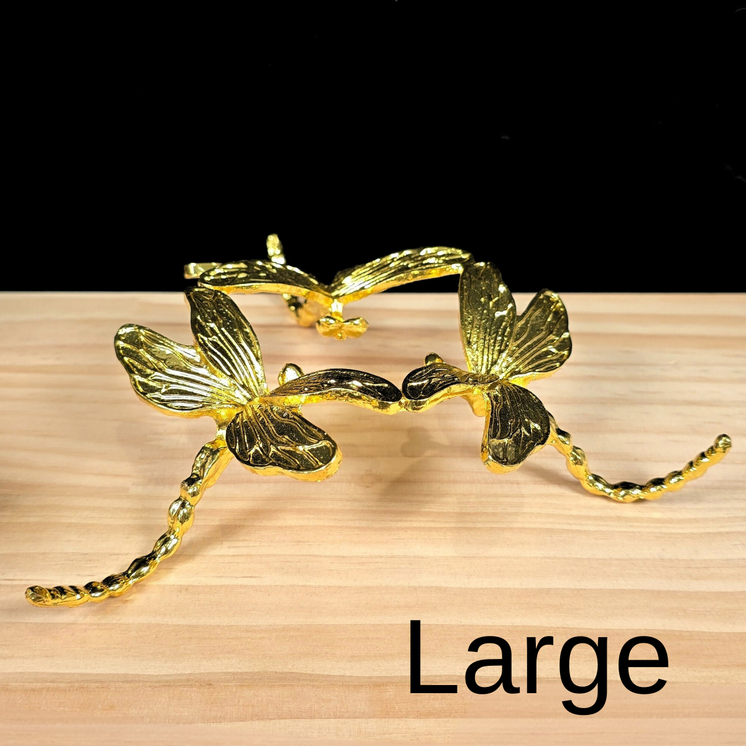 Large Gold Dragonfly Metal Sphere Stand