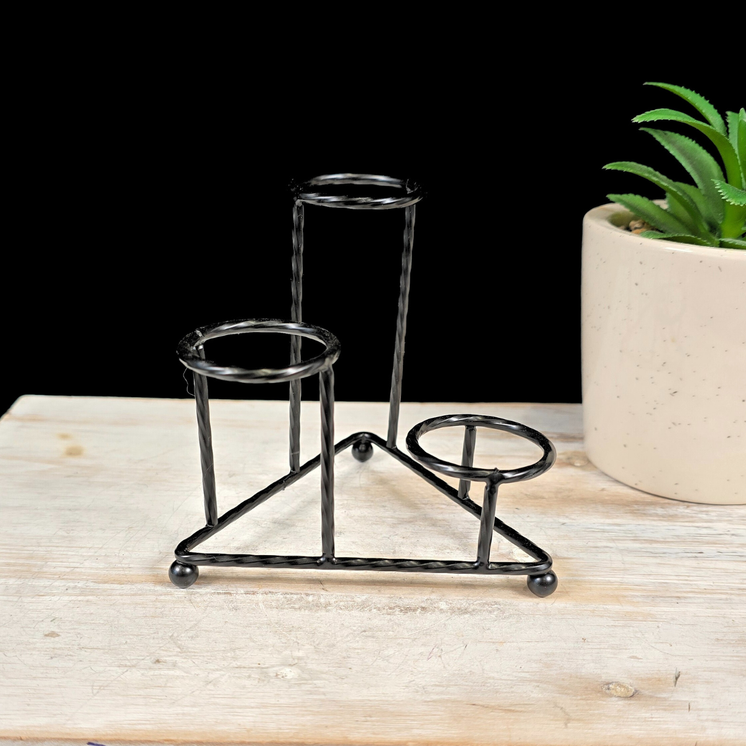 Black 3 Step Sphere Metal Stand