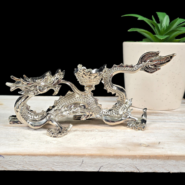Silver Dragon Metal Sphere Stand