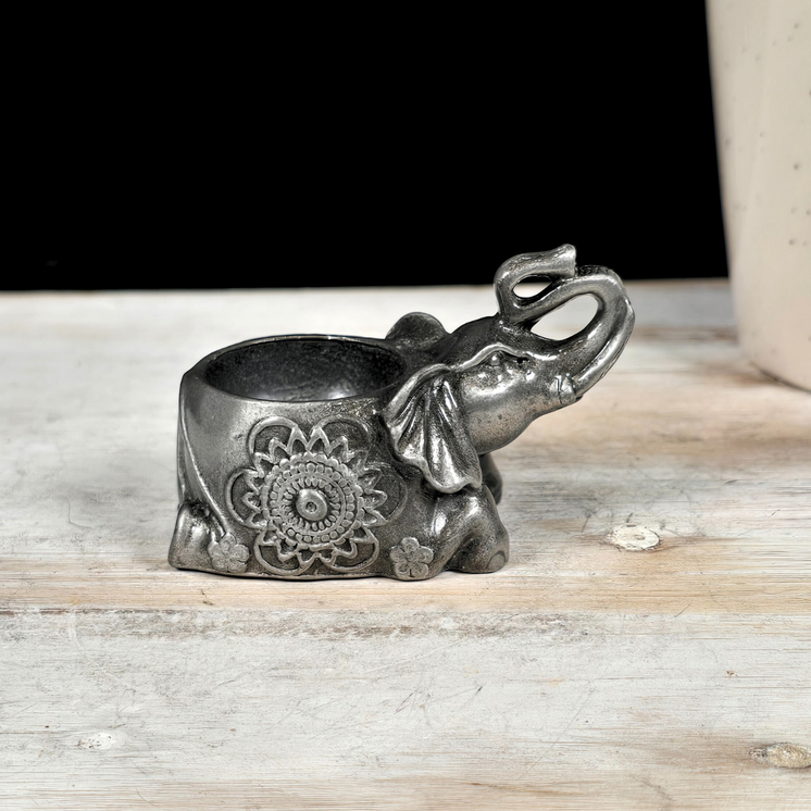 Gun Metal Gray Elephant Metal Sphere Stand