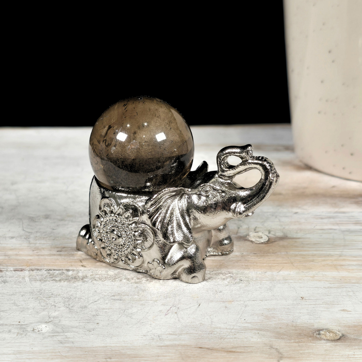 Silver Elephant Metal Sphere Stand