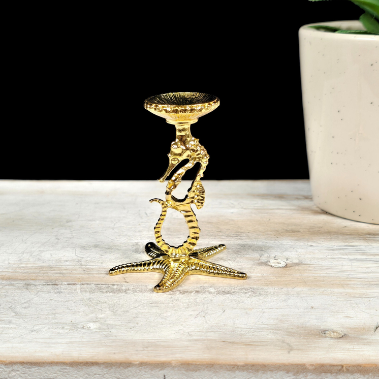 Seahorse Gold Metal Sphere Stand