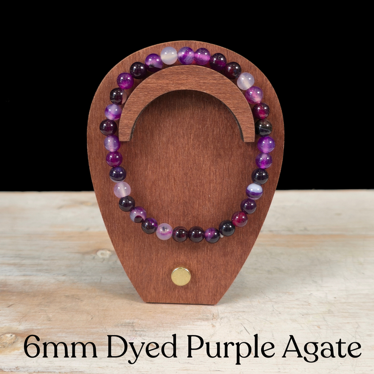 6mm Dyed Purple Agate Gemstone Bracelet