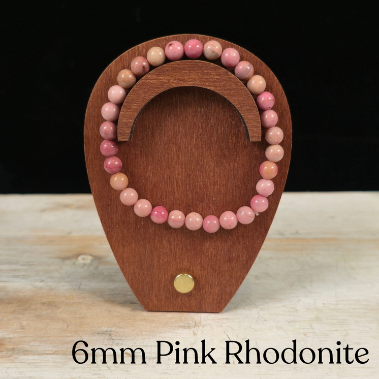 6mm Pink Rhodonite Gemstone Bracelet