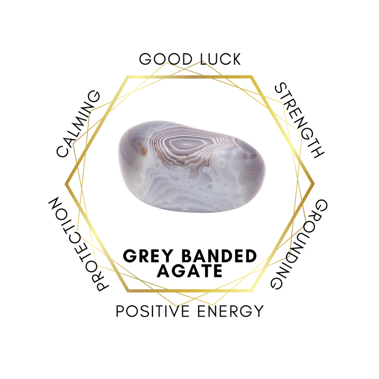 6mm Grey Banded Agate Gemstone Bracelet
