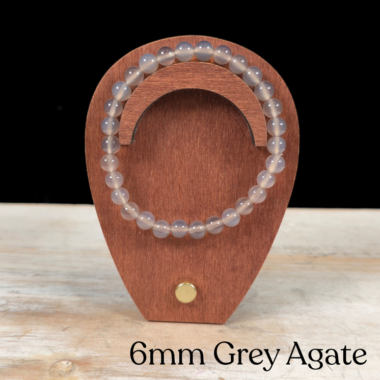 6mm Grey Agate Gemstone Bracelet