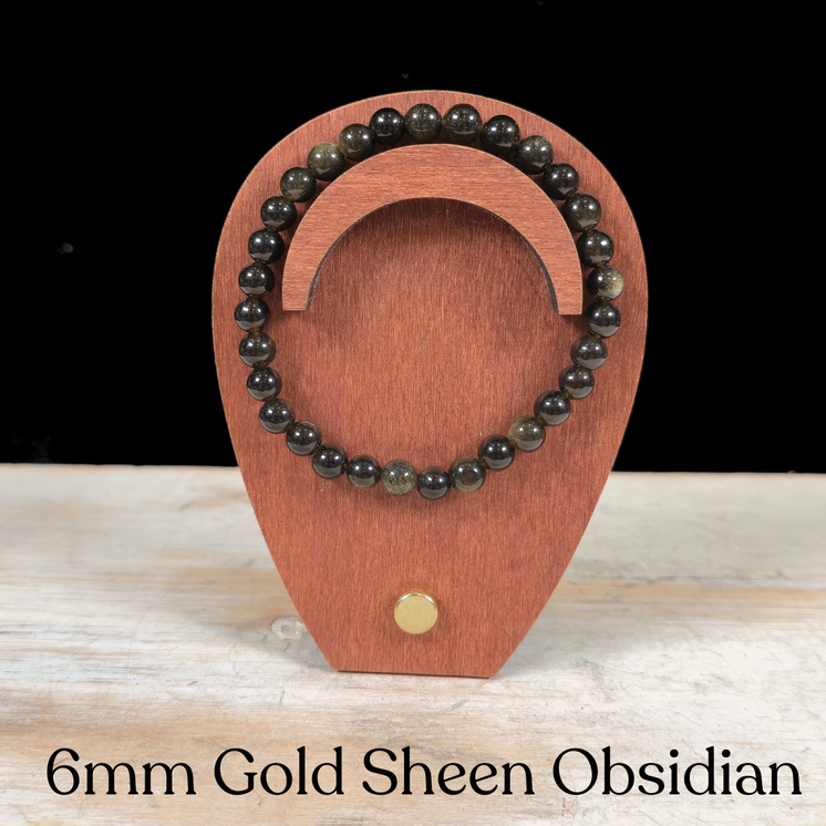 6mm Gold Sheen Obsidian Gemstone Bracelet