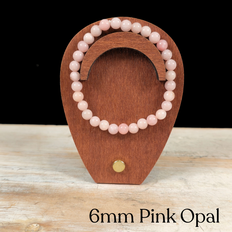 6mm Pink Opal Gemstone Bracelet