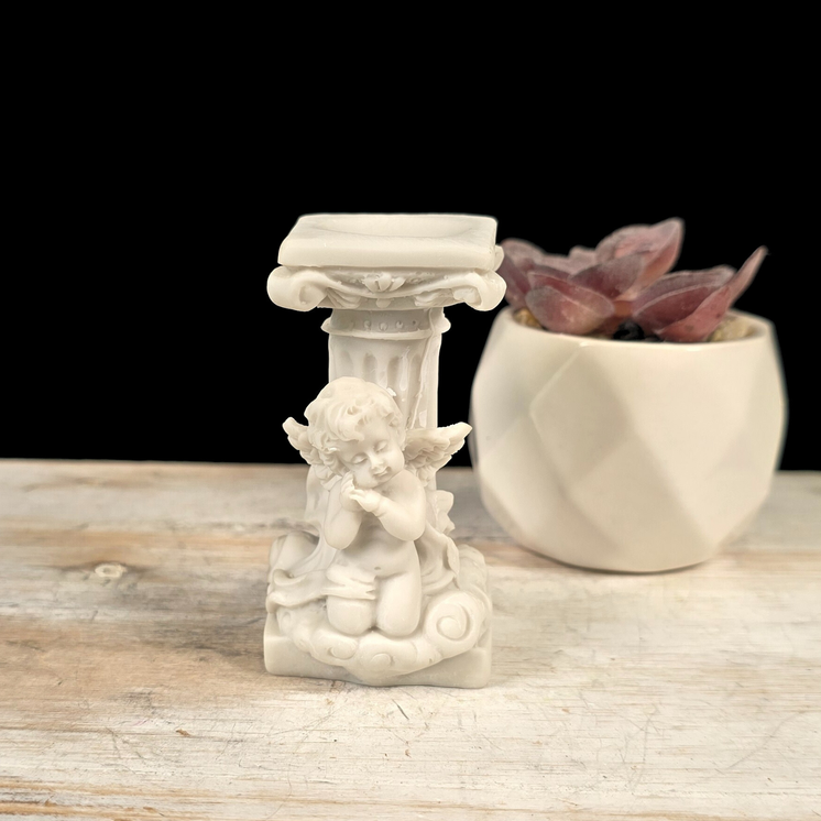  White Cherub Sphere Stand 