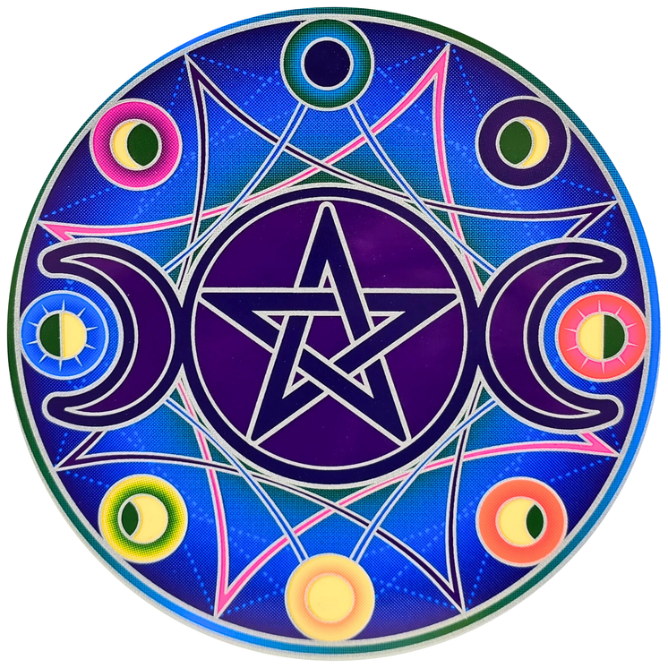 Triple Moon Mandala 14cm Sunseal Glass Sticker
