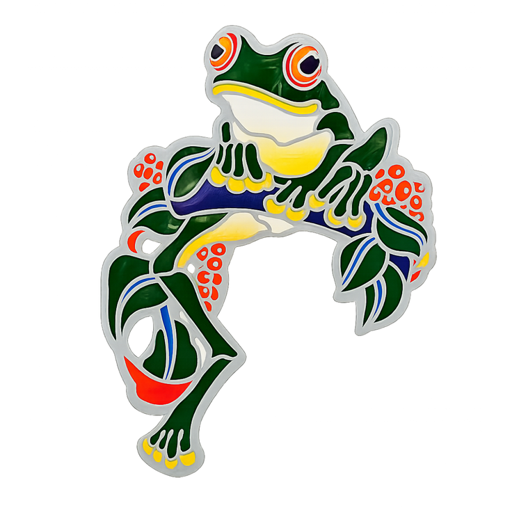 Green Tree Frog 14cmSunseal Glass Sticker