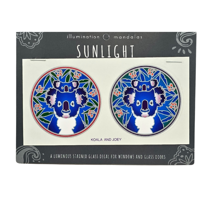 2 x Koala & Joey 6cm Sunseal Glass Sticker