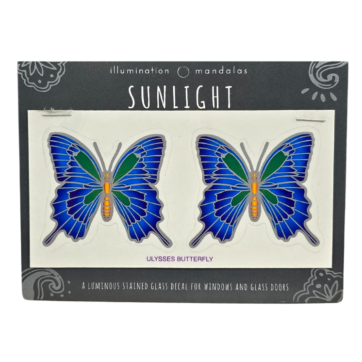 2 x Ulysses Butterfly 6cm Sunseal Glass Sticker