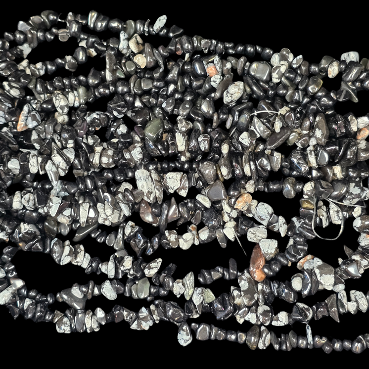 Snowflake Obsidian 75cm-80cm Chips Strand