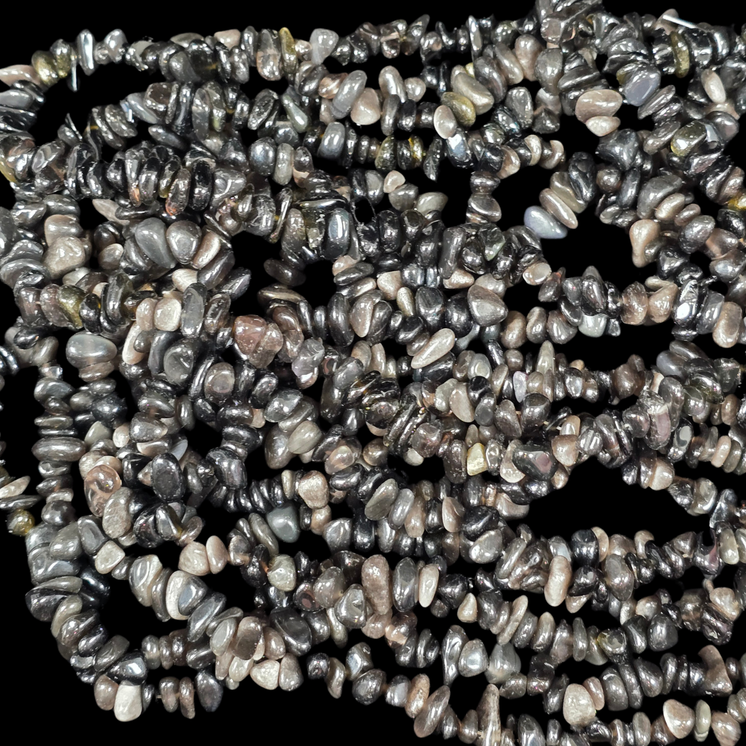 Silver Sheen Obsidian 75cm-80cm Chips Strand