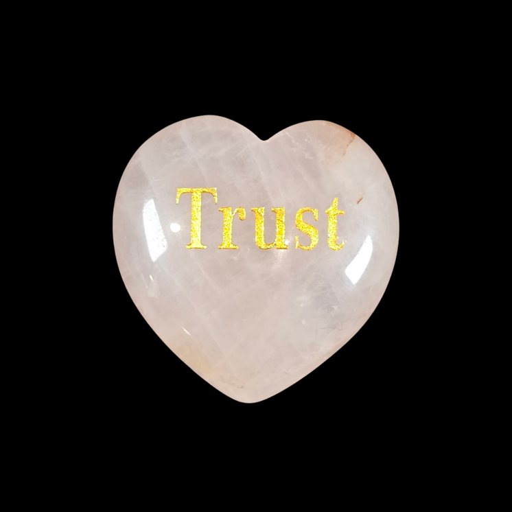 3cm Rose Quartz Heart with Affirmation - Trust