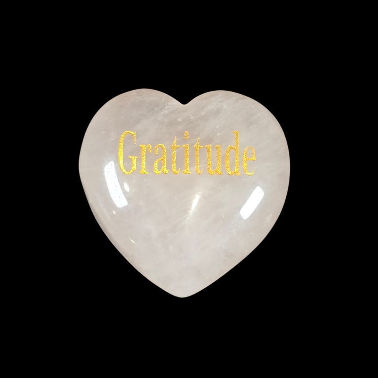 3cm Rose Quartz Heart with Affirmation - Gratitude