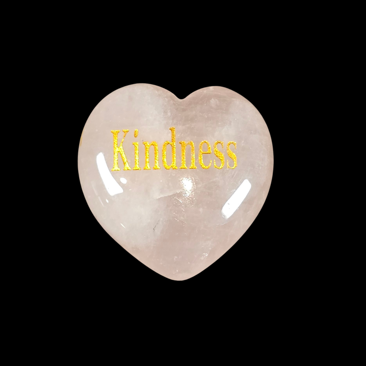 3cm Rose Quartz Heart with Affirmation - Kindness