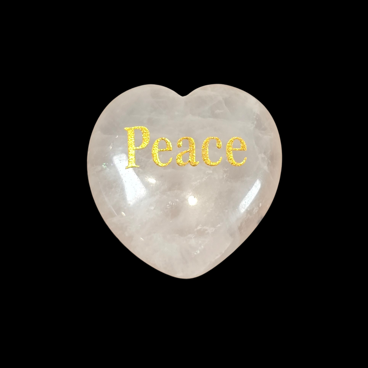 3cm Rose Quartz Heart with Affirmation - Peace