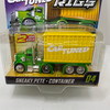 Car Tuned 1:64 Rigs Sneaky Pete - Container Green With Yellow Series 2 