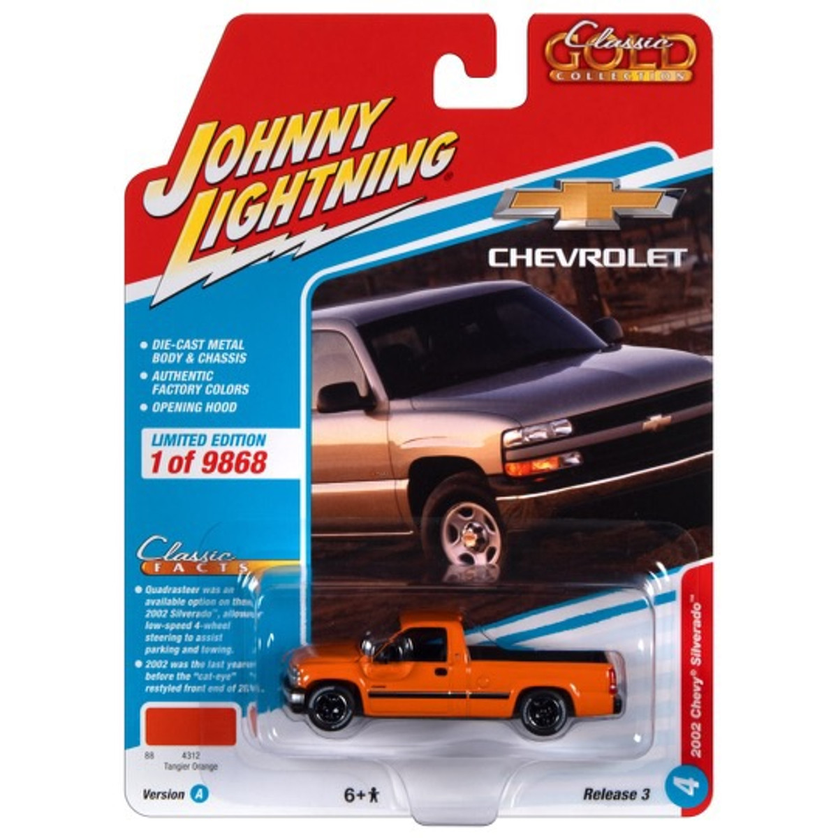 2022 Johnny Lightning 1/64 Classic Gold 2002 Chevrolet Silverado