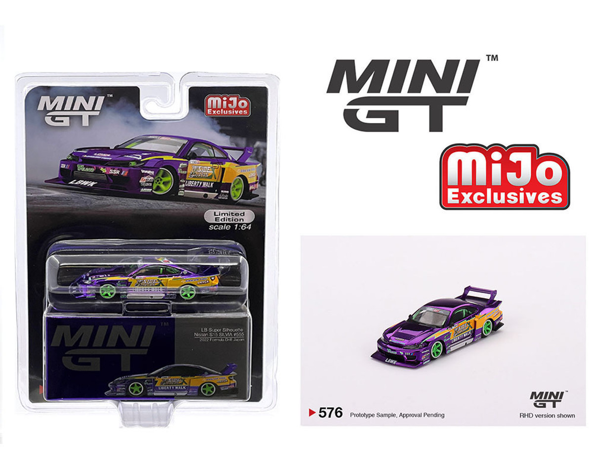 Mini GT 1:64 Nissan S15 SILVIA LB-Super Silhouette #555 2022 Formula Drift  Japan – Chrome Purple – Mijo Exclusives