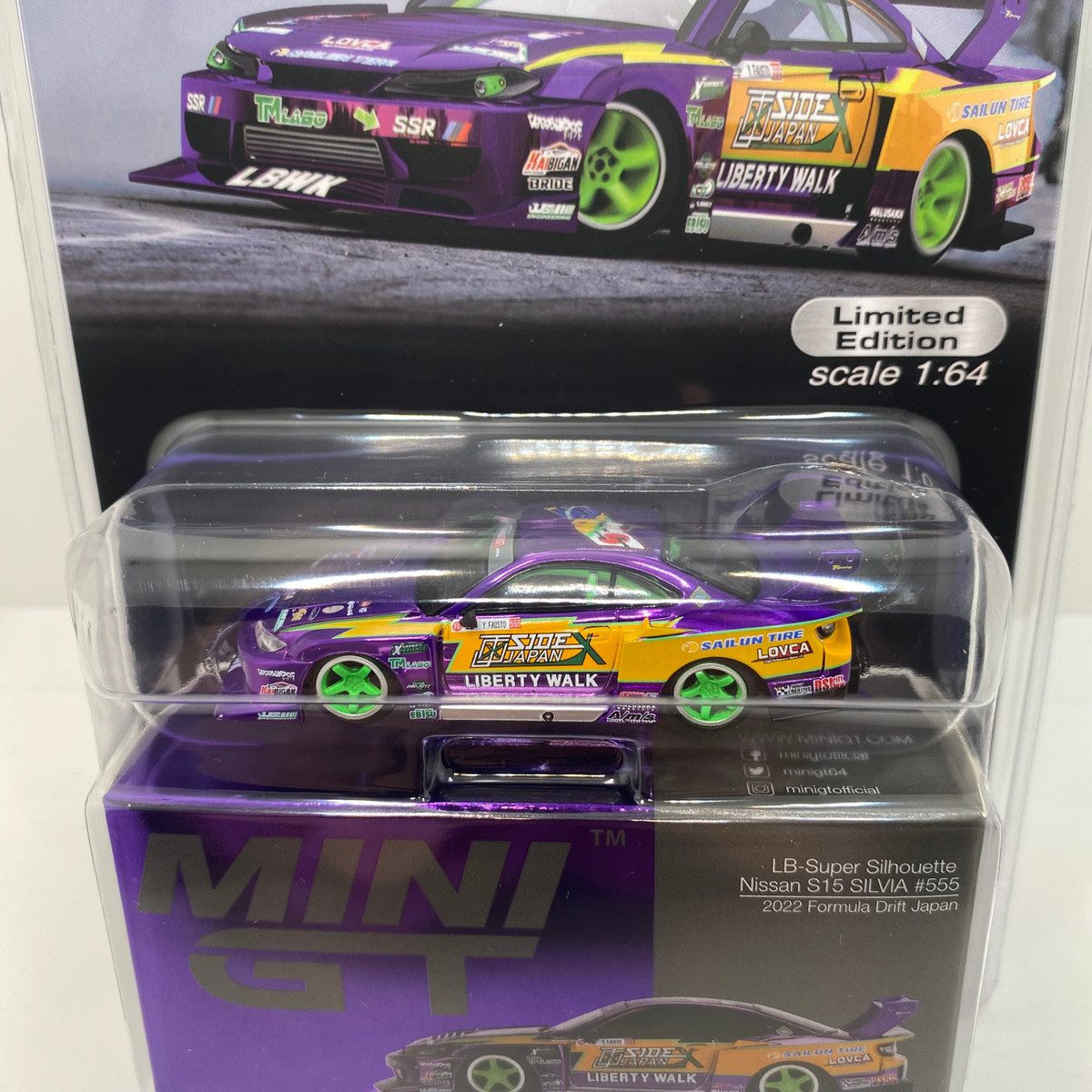 Mini GT 1:64 Nissan S15 SILVIA LB-Super Silhouette #555 2022 Formula Drift  Japan – Chrome Purple – Mijo Exclusives