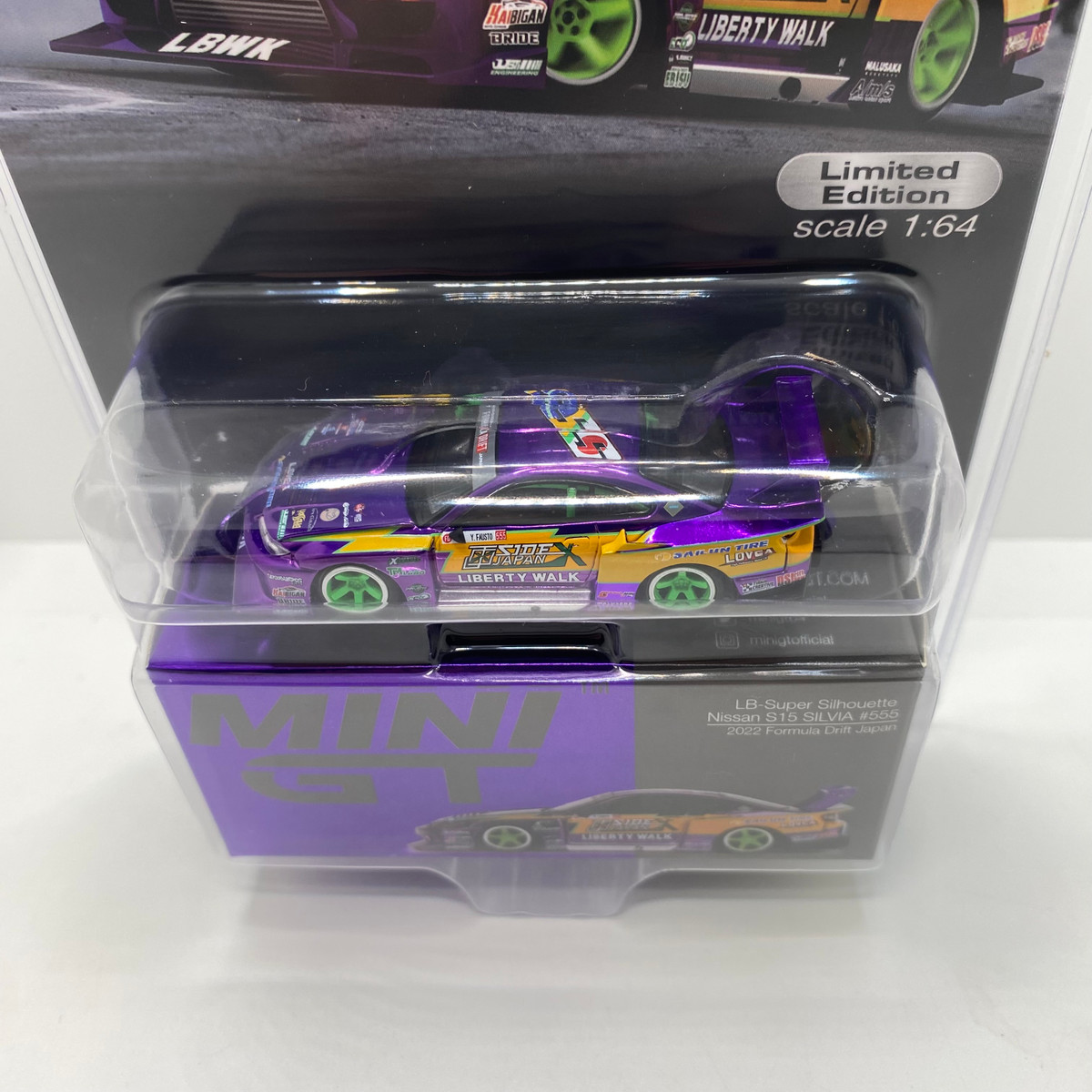 Mini GT 1:64 Nissan S15 SILVIA LB-Super Silhouette #555 2022 Formula Drift  Japan – Chrome Purple – Mijo Exclusives