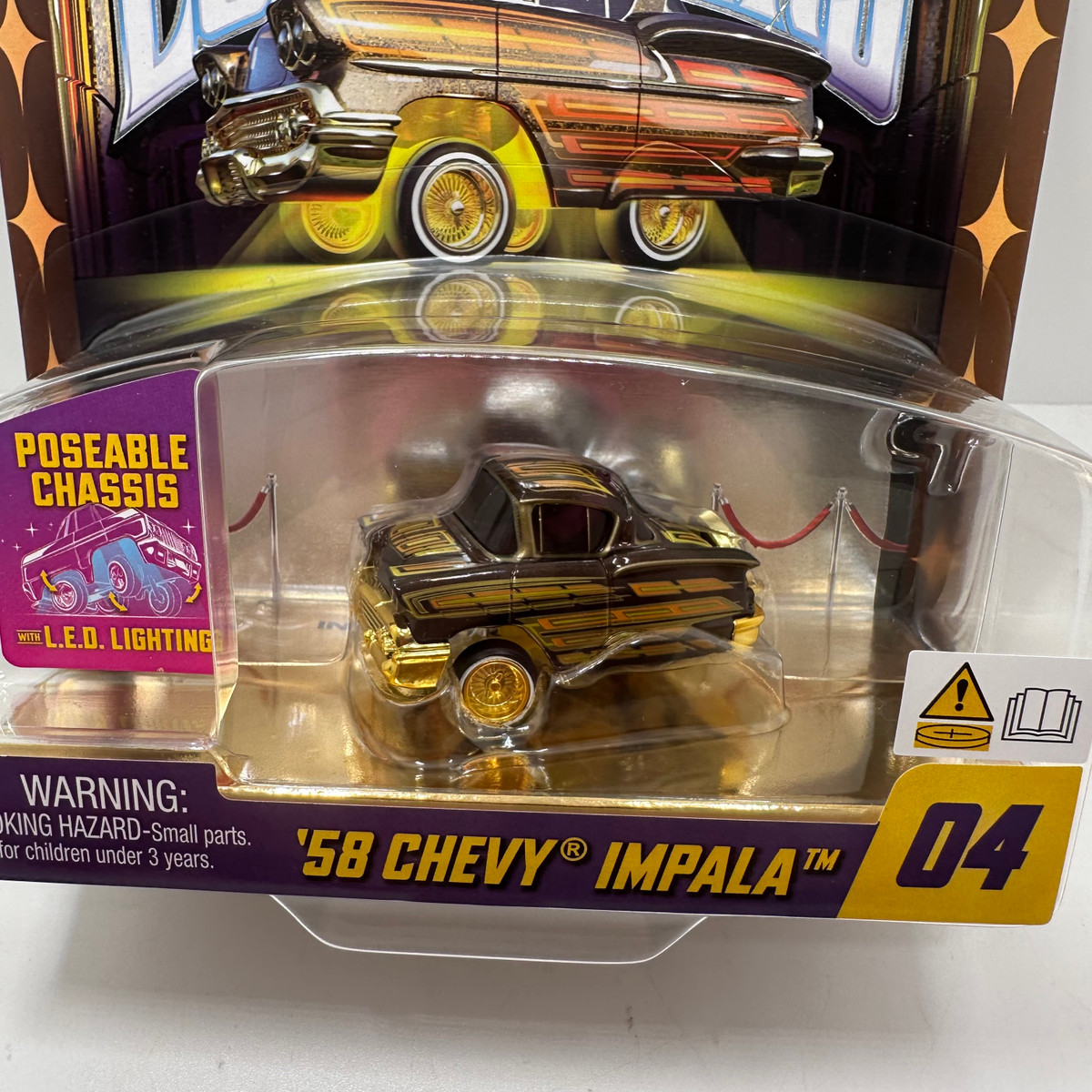 Car Tuned 1:64 Lowriders Show Glow 58 Chevy Impala With LED Light