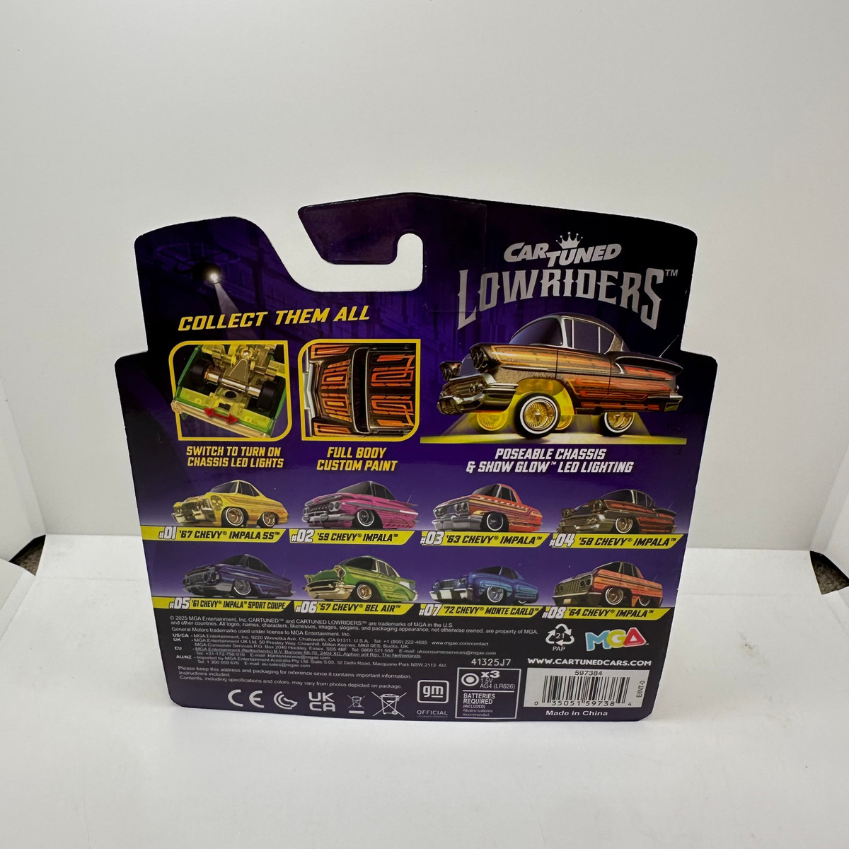 Car Tuned 1:64 Lowriders Show Glow 58 Chevy Impala With LED Light