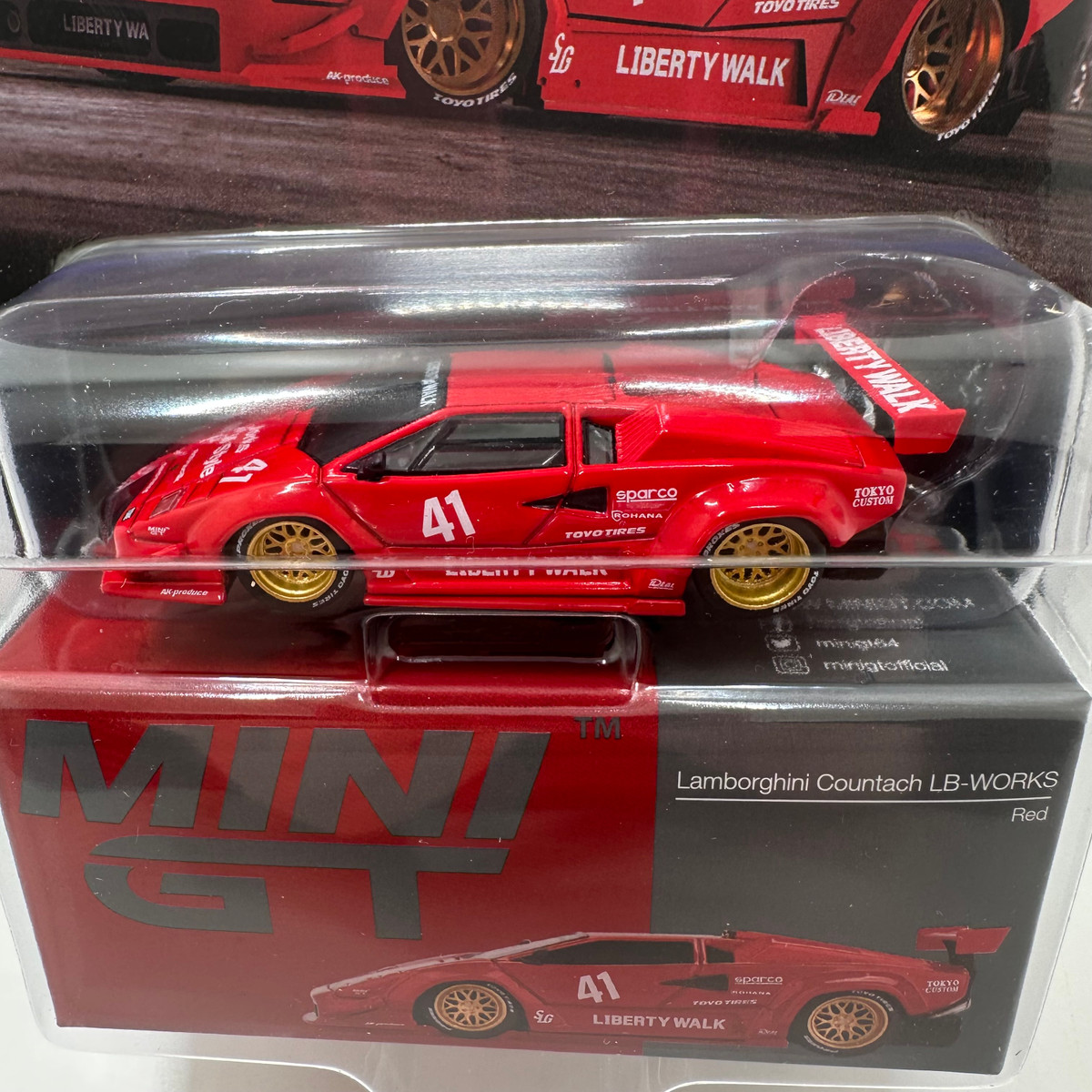 Mini GT 1:64 Lamborghini Countach LB-WORKS In Red - Blister Carded