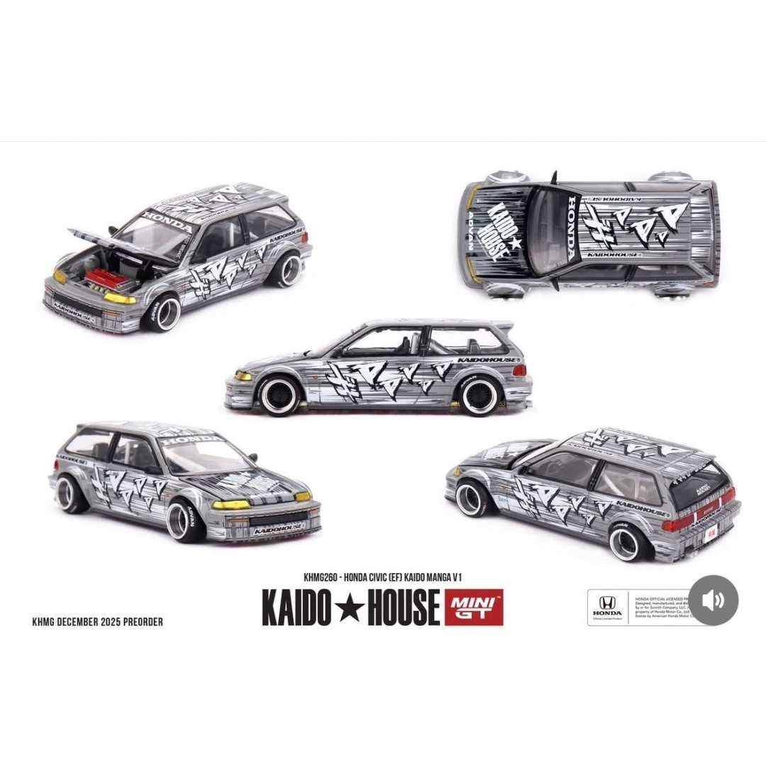 MINI GT 街道ハウス 　シビック Kaido マンガ V1　チェイス Kaido House x Mini GT Honda Civic (EF) Kaido Manga V1 – Silver
