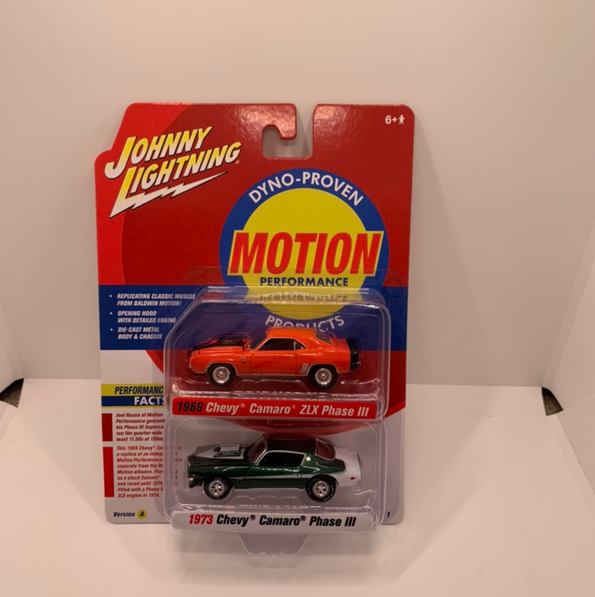 2022 Johnny Lightning Motion Performance 1969 Chevy Camaro ZLX Phase III &  1973 Chevy Camaro Phase III Release 1A