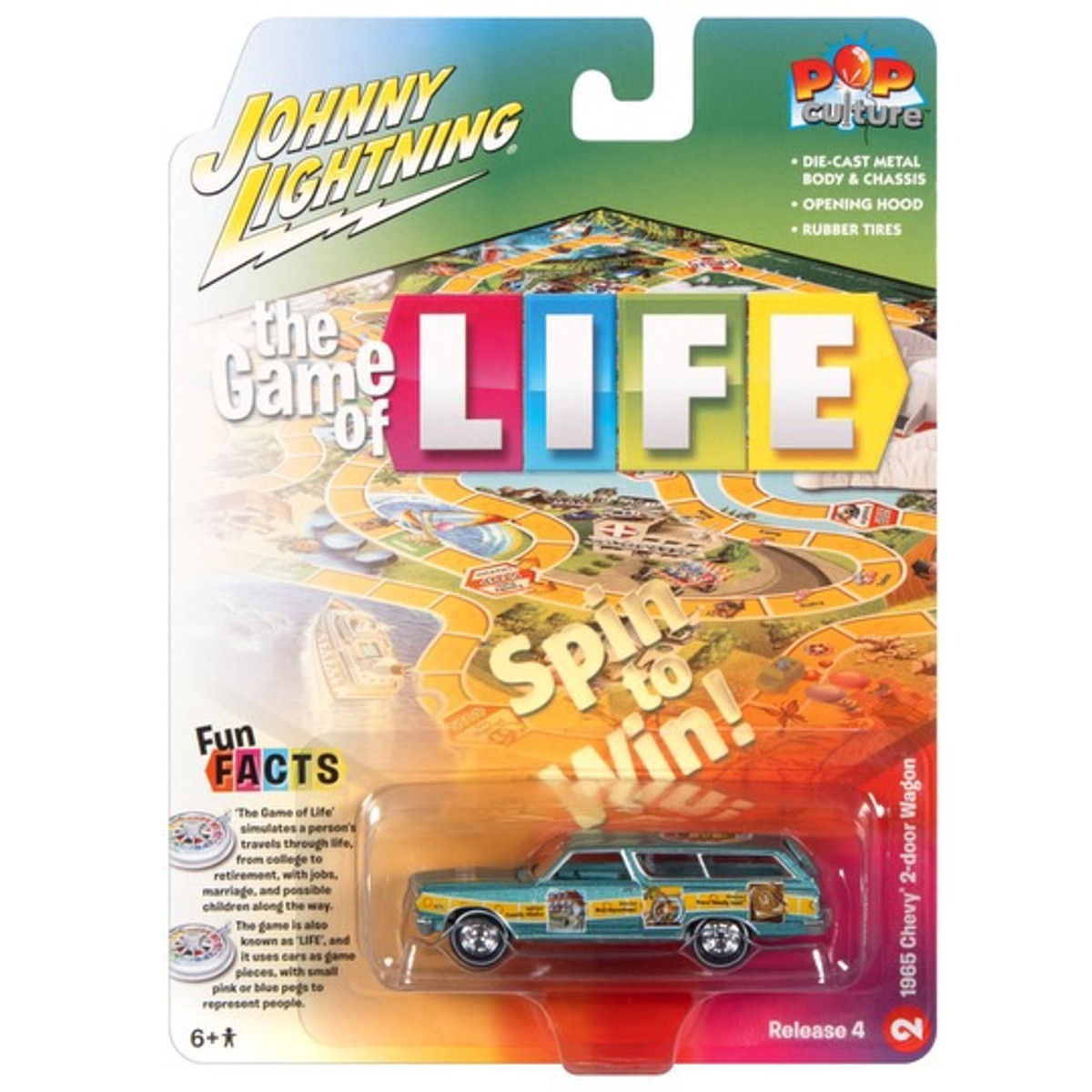 2022 Johnny Lightning Pop Culture The Game Of Life 1965 Chevy 2-Door Wagon Release 4 
