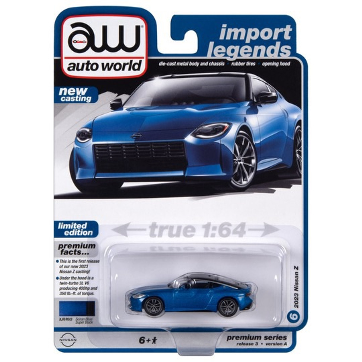 2023 Auto World Import Legends 2023 Nissan Z Seiran Blue With Gloss Black Roof Release 3A 