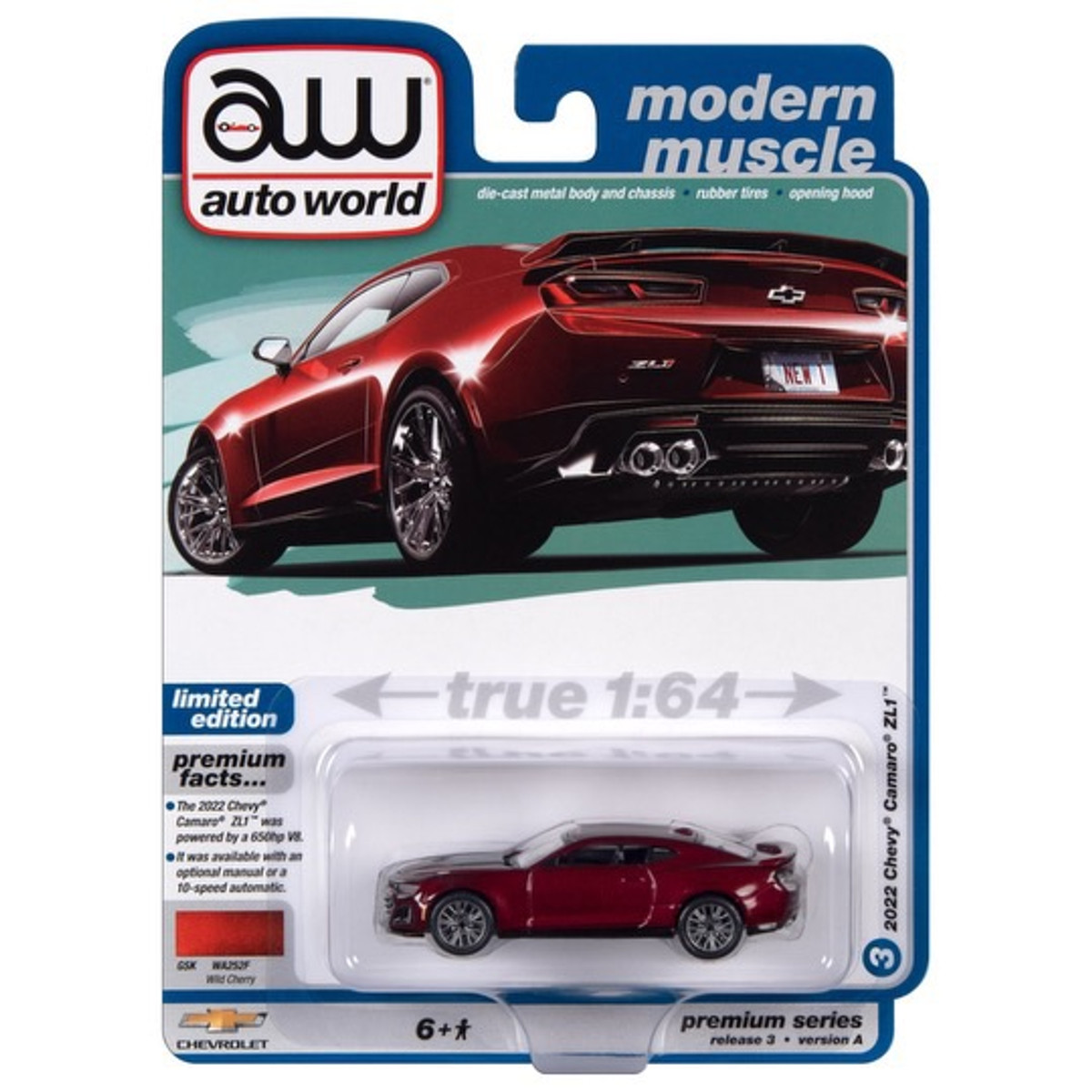 2023 Auto World Modern Muscle 2022 Chevrolet Camaro ZL1 Wild Cherry Tintcoat Release 3A 