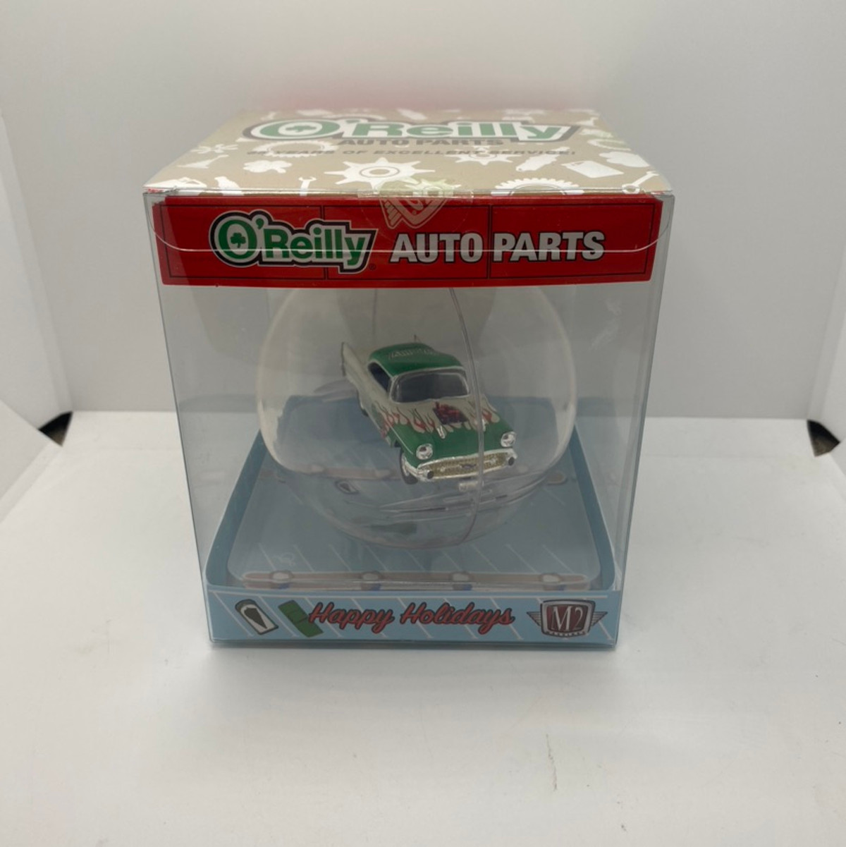M2 Machines 2022 O’Reilly Auto Parts 1957 Chevrolet Bel Air Gasser Holiday Ornament 