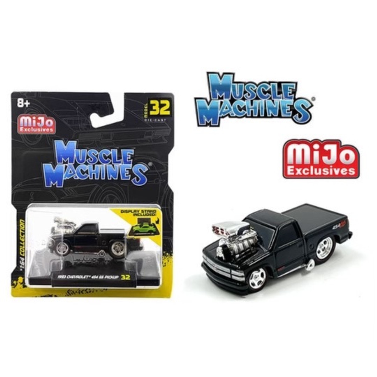Preorder: Muscle Machines 1:64 1993 Chevrolet 454 SS Pickup Truck Limited Edition – Black – Mijo Exclusives