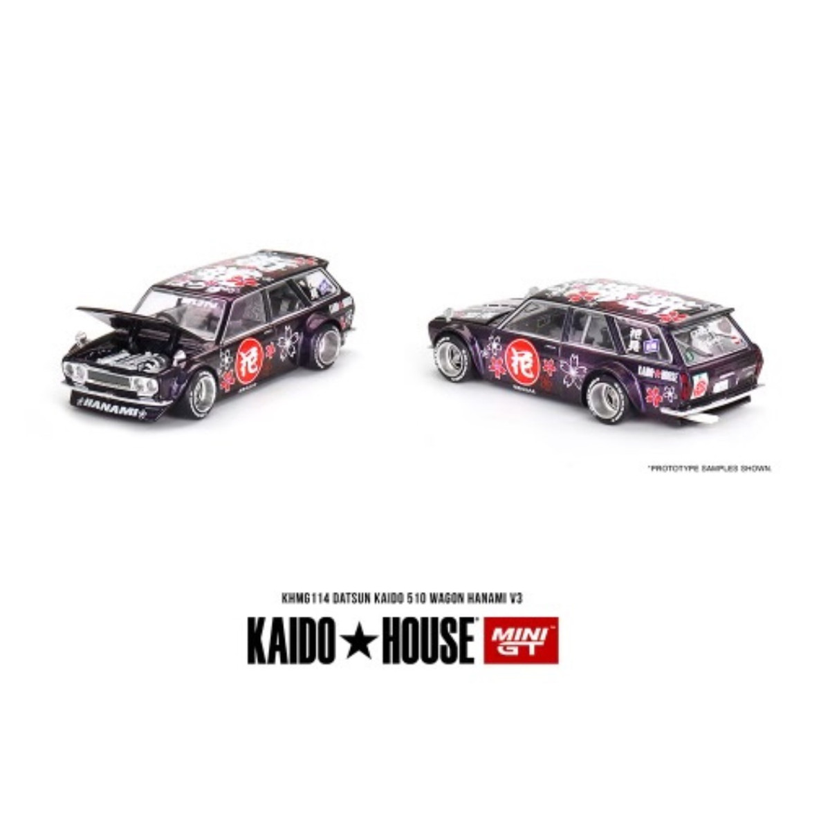 Preorder: Kaido House x Mini GT 1:64 Datsun KAIDO 510 Wagon Hanami V3 – Magic Purple
