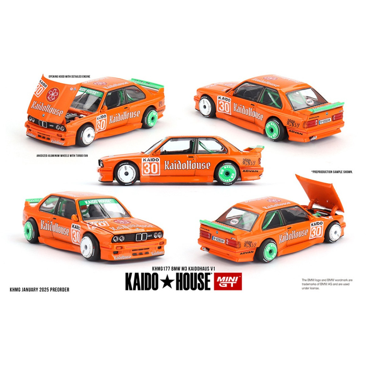 Kaido House x Mini GT 1:64 BMW M3 KAIDOHAUS V1 – Orange